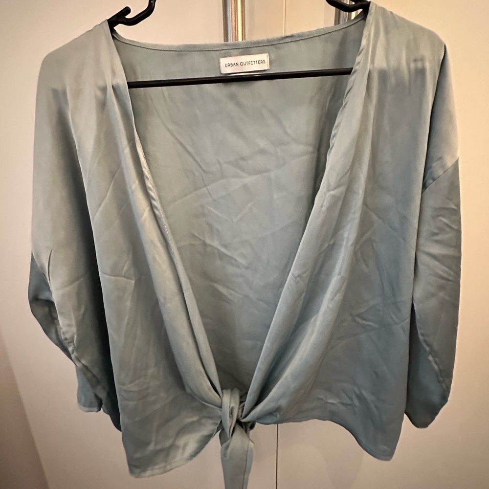 Urban Outfitters Light Blue Front Tie Flowy Top